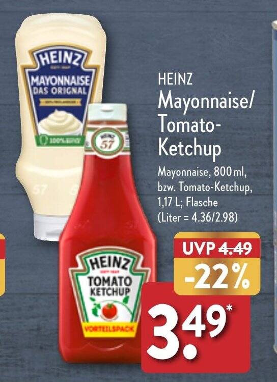 HEINZ Mayonnaise/ TomatoKetchup Angebot bei Aldi Nord