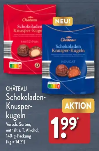 Aldi Nord CHÂTEAU Schokoladen- Knusper-kugeln 140 g Packung Angebot