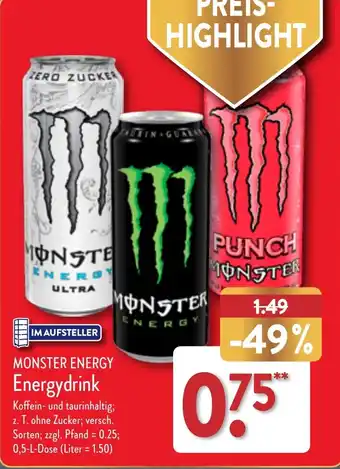 Aldi Nord MONSTER ENERGY Energydrink 0,5 l Dose Angebot