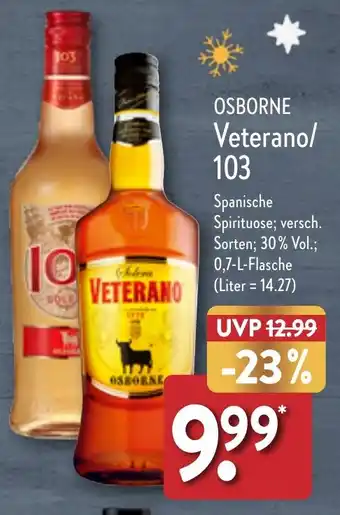 Aldi Nord OSBORNE Veterano/ 103 0,7 l Flasche Angebot