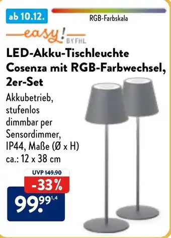 Aldi Nord LED-Akku-Tischleuchte Cosenza mit RGB-Farbwechsel, 2er-Set Angebot