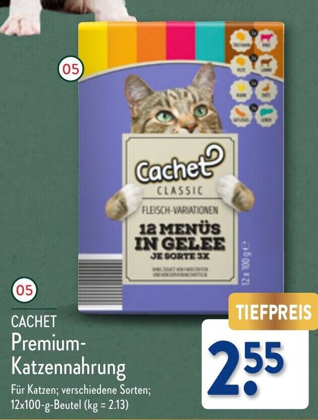 CACHET PremiumKatzennahrung 12 x 100 g Beutel Angebot bei Aldi Nord