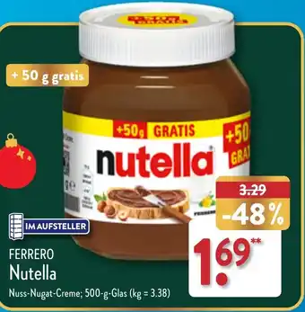 Aldi Nord FERRERO Nutella 500 g Glass Angebot