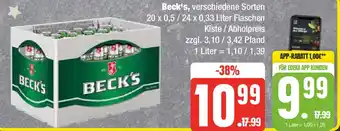 Marktkauf BECK'S 20 x 0,5/24 x 0,33 Liter Flaschen Kiste / Abholpreis Angebot