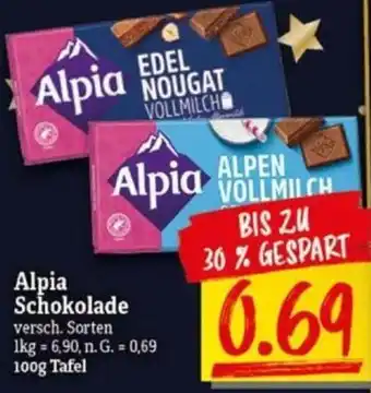 NP Discount Alpia Schokolade 100g Tafel Angebot