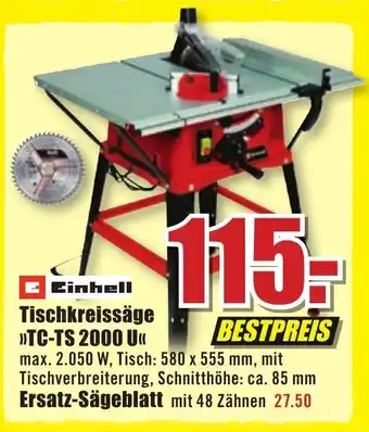 B1 Discount Baumarkt Einhell Tischkreissäge TC-TS 2000 U Angebot