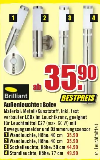 B1 Discount Baumarkt Außenleuchte Bole Angebot