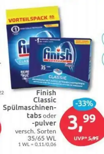 Budni Finish Classic Spülmaschinentabs oder pulver Angebot