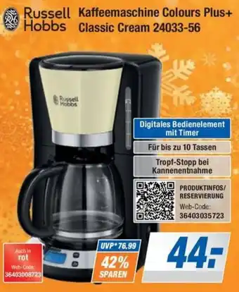 Expert Bening Russell Hobbs Kaffeemaschine Colours Plus+ Classic Cream 24033-56 Angebot