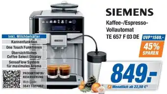 Expert Bening SIEMENS Kaffee-/Espresso-Vollautomat TE 657 F03 DE Angebot