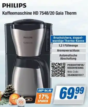 Expert Bening PHILIPS Kaffeemaschine HD 7548/20 Gaia Therm Angebot