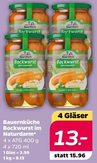 NETTO Bauernküche Bockwurst im Naturdarm 4x720 ml Angebot