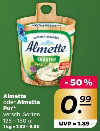 NETTO Almette oder Almette Pur 125-150 g Angebot