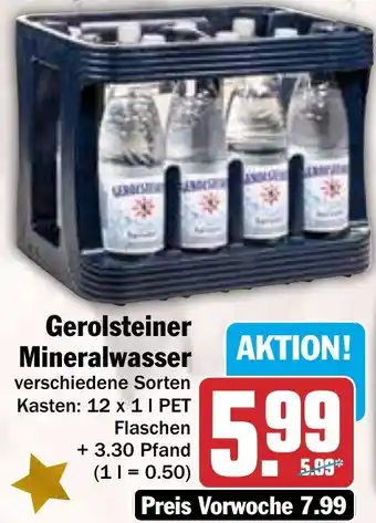 Hit Gerolsteiner Mineralwasser 12x1 L PET Flaschen Angebot