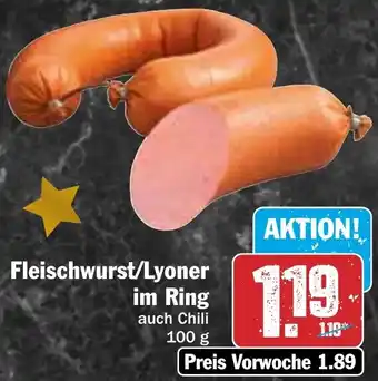 Hit Fleischwurst/Lyoner im Ring 100 g Angebot