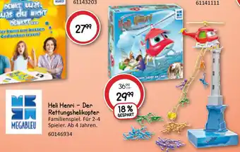 Vedes MEGABLEU Heli Henri - Der Rettungshelikopter Familienspiel. Für 2-4 Spieler. Ab 4 Jahren. Angebot