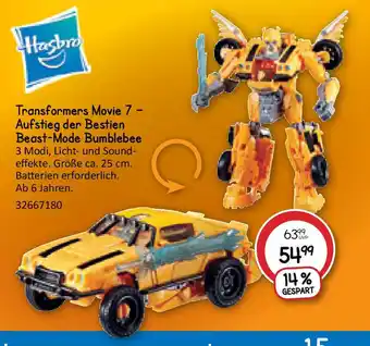 Vedes Hasbro Transformers Movie 7 - Aufstieg der Bestien Beast-Mode Bumblebee Angebot