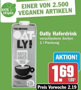 Hit Oatly Haferdrink 1 L Packung Angebot