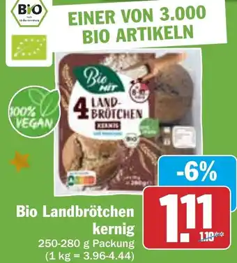 Hit Bio Landbrötchen kernig 250-280 g Packung Angebot