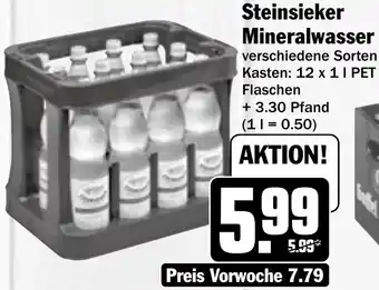 Hit Steinsieker Mineralwasser 12x1 L PET Flaschen Angebot