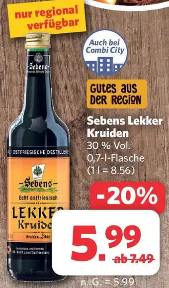 Combi Sebens Lekker Kruiden 0,7 L Flasche Angebot