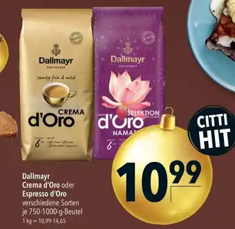 CITTI Markt Dallmayr Crema d'Oro oder Espresso d'Oro verschiedene Sorten je 750-1000-g-Beutel Angebot