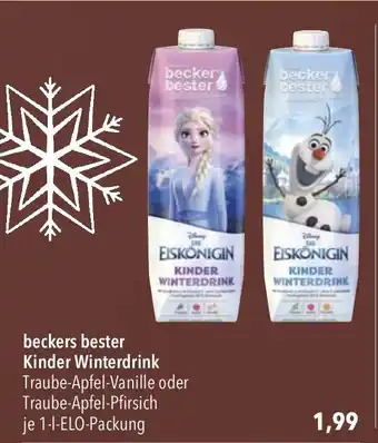 CITTI Markt beckers bester Kinder Winterdrink Traube-Apfel-Vanille oder Traube-Apfel-Pfirsich je 1-1-ELO-Packung Angebot