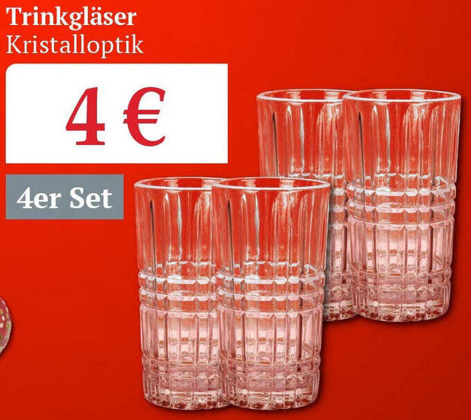 Trinkgläser 4er Set Angebot bei Woolworth