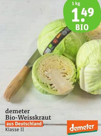 tegut demeter Bio-Weisskraut 1 kg Angebot