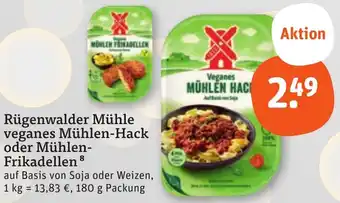 tegut Rügenwalder Mühle veganes Mühlen-Hack oder Mühlen-Frikadellen 180 g Packung Angebot