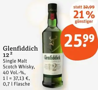 tegut Glenfiddich 12 Single Malt Scotch Whisky 0,7 L Flasche Angebot