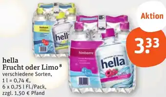 tegut hella Frucht oder Limo 6x0,75 L Angebot