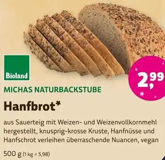 Denns BioMarkt BIOLAND MICHAS NATURBACKSTUBE Hanfbrot 500 g Angebot