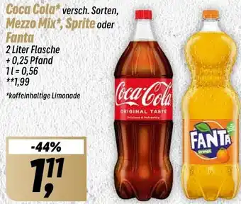 Simmel Coca Cola, Mezzo Mix, Sprite oder Fanta 2 Liter Flasche Angebot