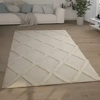 ManoMano Paco home hochflor teppich wohnzimmer shaggy 3d optik ethno boho vintage look weich 120x160 cm, creme 5 Angebot