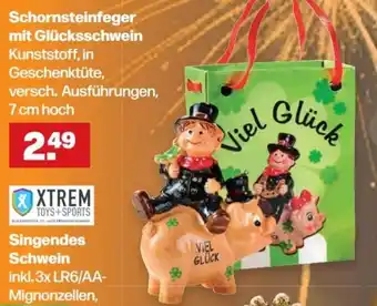 Handelshof Schornsteinfeger mit Glücksschwein Kunststoff, in Geschenktüte, versch. Ausführungen, 7 cm hoch Angebot