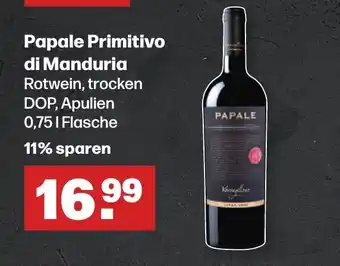 Handelshof Papale Primitivo di Manduria Rotwein, trocken DOP, Apulien 0,75 | Flasche Angebot