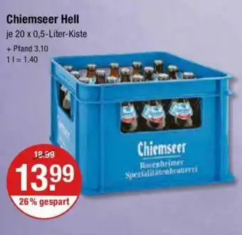 V Markt Chiemseer Hell je 20 x 0,5-Liter-Kiste Angebot