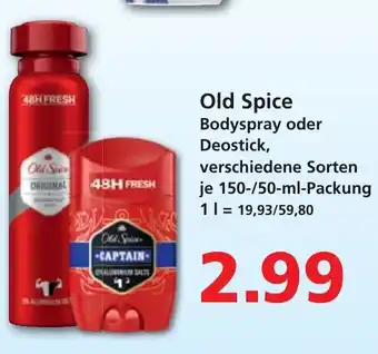 CITTI Markt Old Spice Bodyspray oder Deostick, verschiedene Sorten je 150-/50-ml-Packung Angebot