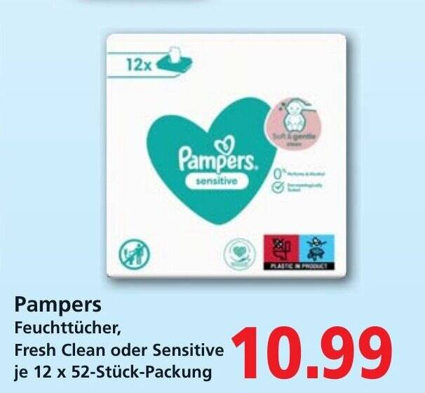 Pampers Feuchttücher, Fresh Clean oder Sensitive je 12 x 52Stück