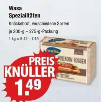 V Markt Wasa Spezialitäten je 200-g-275-g-Packung Angebot