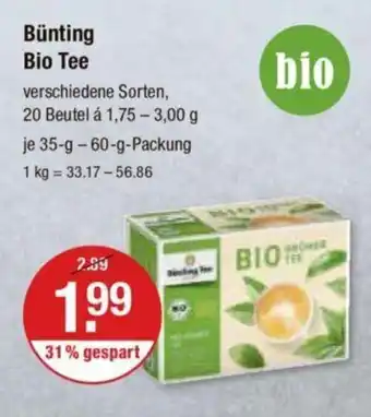 V Markt Bünting Bio Tee je 35-g-60-g-Packung Angebot