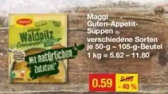 V Markt Maggi Guten-Appetit-Suppen verschiedene Sorten je 50-g - 105-g-Beutel Angebot