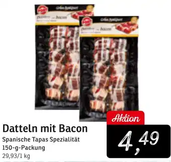 KONSUM Datteln mit Bacon 150 g Packung Angebot