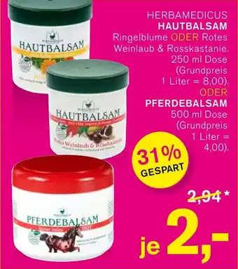 KODi HERBAMEDICUS HAUTBALSAM 250 ml ODER PFERDEBALSAM 500 ml Dose Angebot