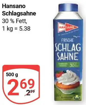 Globus Hansano Schlagsahne 500 g Angebot