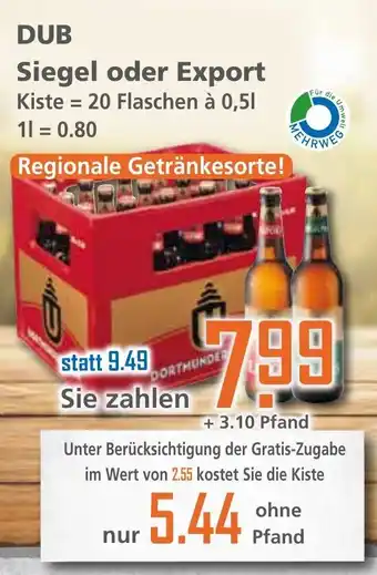 Klaas und Kock DUB Siegel oder Export 20x0,5L Angebot