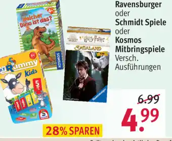 Rossmann Ravensburger oder Schmidt Spiele oder Kosmos Mitbringspiele Angebot