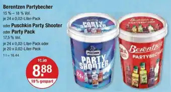 V Markt Berentzen Partybecher je 24 x 0,02-L oder Puschkin Party Shooter oder Party Pack je 24 x 0,02-L oder 20 x 0,02-L Angebot