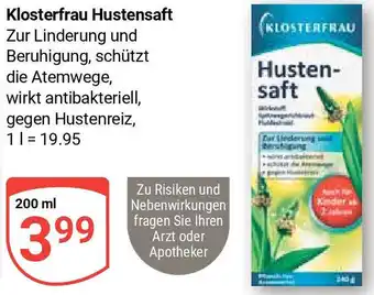 Globus Klosterfrau Hustensaft 200 ml Angebot